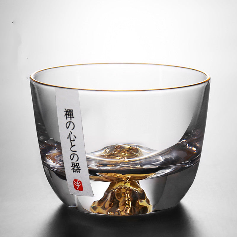 A Stylish And Simple Gold Painted Glass Teacup For Domestic Use