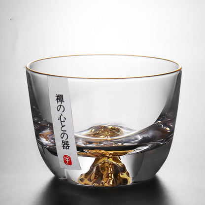A Stylish And Simple Gold Painted Glass Teacup For Domestic Use