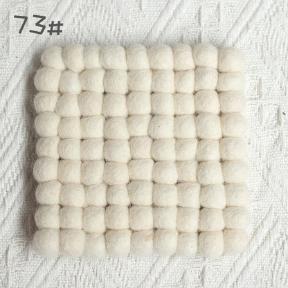 Anti-scald Tea Cup Temperament Pure Color Elegant Wool Ball Coaster